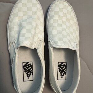 White Checkerboard Vans Slip-ons